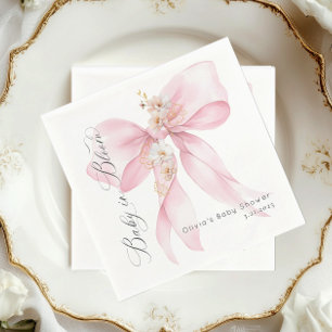 Pink Bow Baby in Bloom Baby shower Napkin
