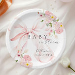 Pink Bow Baby In Bloom Baby Shower Paper Plate<br><div class="desc">Complete your celebration with our "Baby in Bloom" Paper Plates. Adorned with delicate watercolor flowers in soft pastel pink and a beautifully illustrated pink bow, these plates add elegance and charm to your table setting. Perfect for baby showers or events honouring the arrival of a little girl, they combine style...</div>
