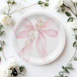 Pink Bow Baby in Bloom Sakura Baby shower Paper Plate<br><div class="desc">Pink Bow Baby in Bloom Sakura Baby shower Paper Plates
Matching items available.</div>
