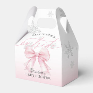 Pink Bow Baby Its Cold Outside Baby Shower Welcome Favour Box
