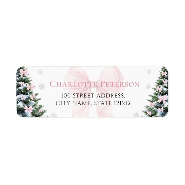 Pink Bow Baby it's Cold Outside Return Address Label (Front)