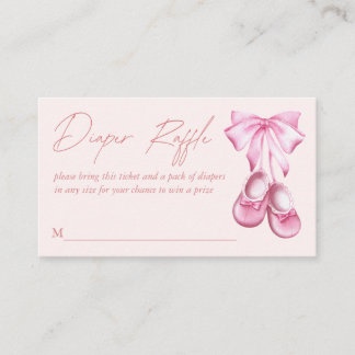 Pink bow baby shoes coquette diaper raffle enclosure card