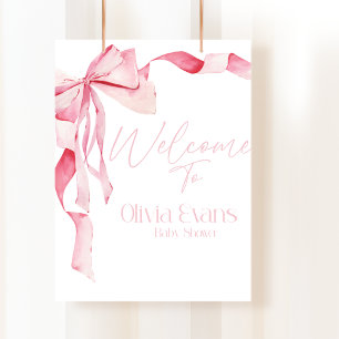 Pink Bow Baby Shower, Baby Shower, It's A Girl, Poster