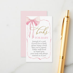 Pink Bow Baby Shower Books for Baby Enclosure Card
