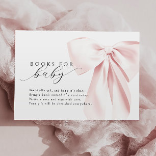 Pink Bow Baby Shower Books for Baby  Enclosure Card