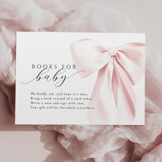 Pink Bow Baby Shower Books for Baby  Enclosure Card (Creator Uploaded)