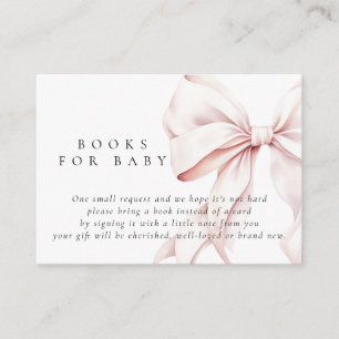 Pink Bow Baby Shower Books for Baby Enclosure Card