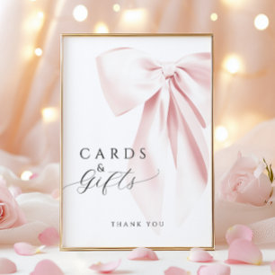 Pink Bow Baby Shower Cards & Gifts Table Sign