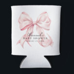 Pink Bow Baby Shower Coquette Bow Theme Can Cooler<br><div class="desc">Celebrate the arrival of your little one in timeless style with this Elegant Pink Coquette Bow Baby Shower Theme. Featuring soft blush tones, delicate bows, and a romantic coquette aesthetic, this design perfectly captures feminine charm and sophistication. Ideal for the modern mum-to-be who loves all things pretty and polished —...</div>