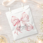 Pink Bow Baby Shower Coquette Bow Theme Favour Bag<br><div class="desc">Celebrate the arrival of your little one in timeless style with this Elegant Pink Coquette Bow Baby Shower Theme. Featuring soft blush tones, delicate bows, and a romantic coquette aesthetic, this design perfectly captures feminine charm and sophistication. Ideal for the modern mum-to-be who loves all things pretty and polished —...</div>