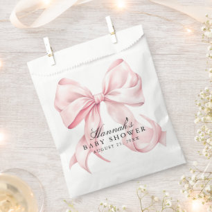 Pink Bow Baby Shower Coquette Bow Theme Favour Bag