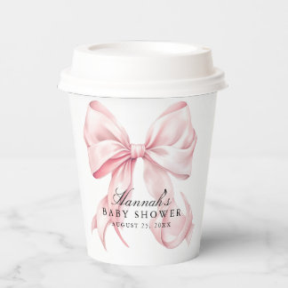 Pink Bow Baby Shower Coquette Bow Theme Paper Cups