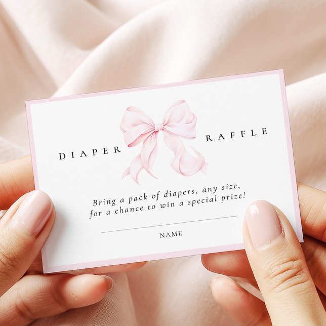 Pink Bow Baby Shower Diaper Raffle Card (Creator Uploaded)