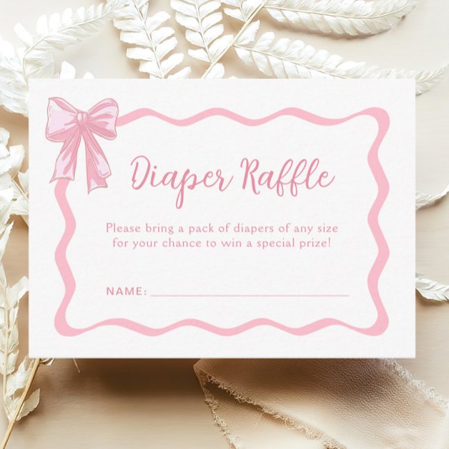 Pink Bow Baby Shower Diaper Raffle Enclosure Card (Creator Uploaded)