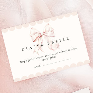 Pink Bow Baby Shower Diaper Raffle Enclosure Card