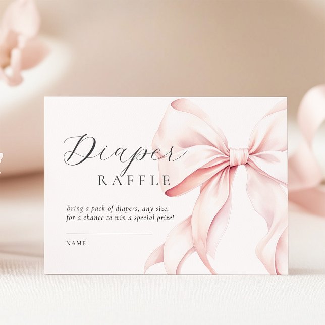 Pink Bow Baby Shower Diaper Raffle Enclosure Card (Creator Uploaded)