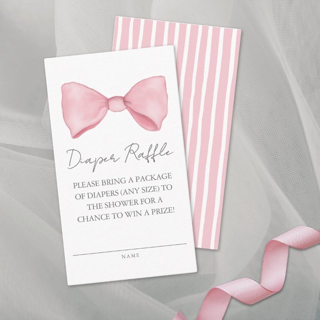 Pink Bow Baby Shower Diaper Raffle Enclosure Card (Pink Bow Baby Shower Diaper Raffle Enclosure Card )