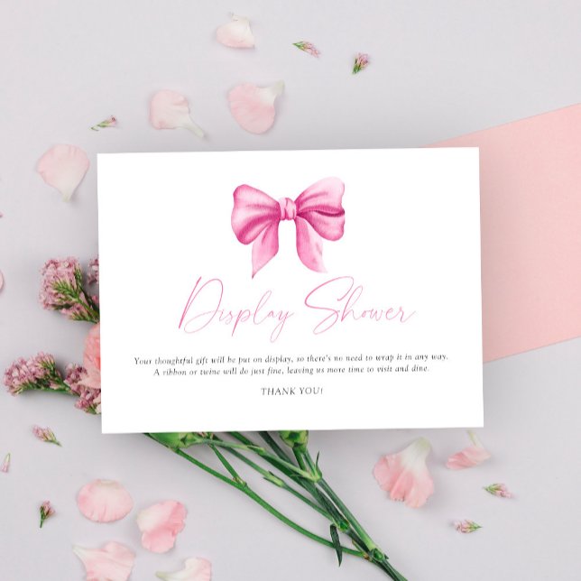 Pink bow baby shower display shower enclosure card (Creator Uploaded)