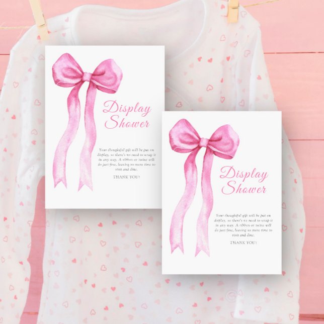 Pink bow baby shower display shower enclosure card (Creator Uploaded)