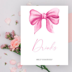 Pink bow baby shower - Drinks  Poster