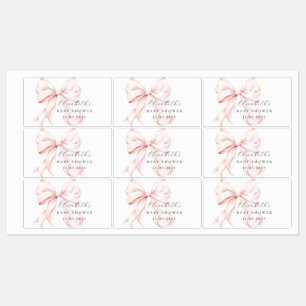 Pink Bow Baby Shower Favors Label