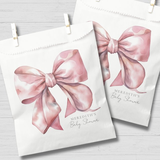 Pink Bow Baby Shower Favour Bag (Pink Bow Baby Shower Favor Bag )