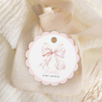 Pink Bow Baby Shower Favour Tags