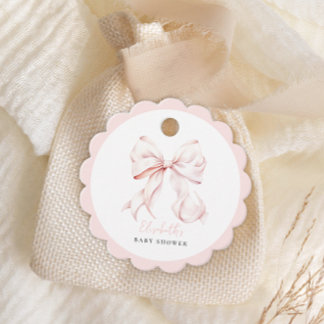 Pink Bow Baby Shower Favour Tags