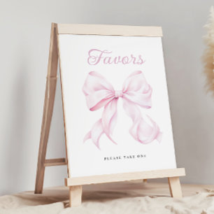 Pink Bow Baby Shower Favours Table Sign