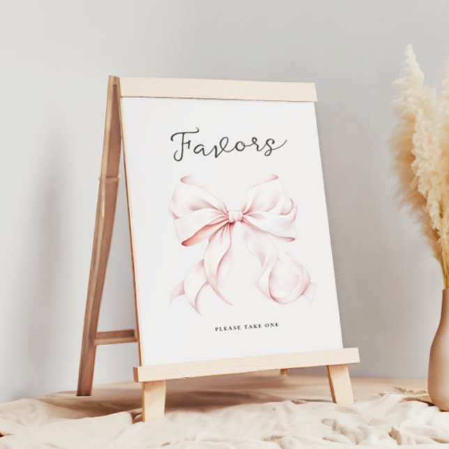 Pink Bow Baby Shower Favours Table Sign (Creator Uploaded)