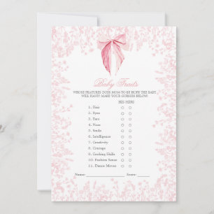 pink bow Baby Shower Game Invitation