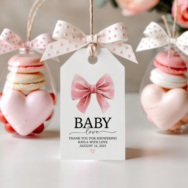 Pink Bow Baby Shower Gift Favour Tag (Creator Uploaded)