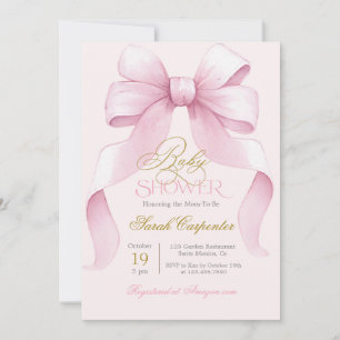 Pink Bow Baby Shower Girl invitation