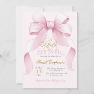 Pink Bow Baby Shower Girl invitation