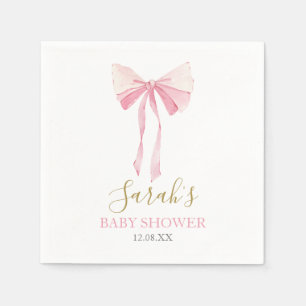 Pink Bow Baby Shower Girl Napkin