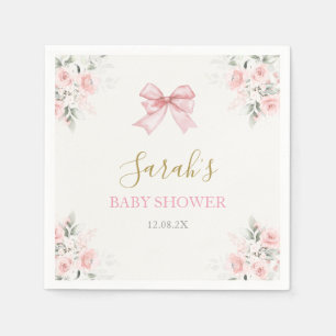 Pink Bow Baby Shower Girl Napkin