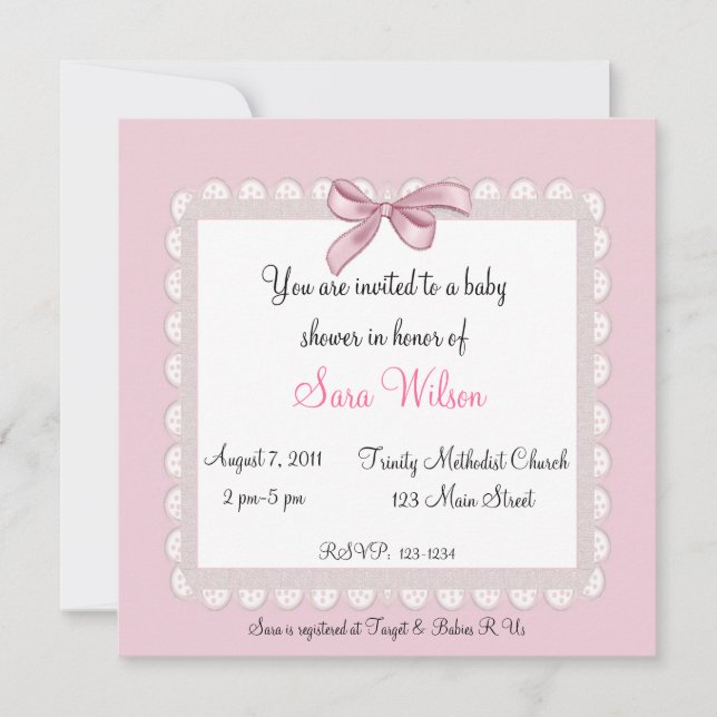Pink Bow Baby Shower Invitation (Front)