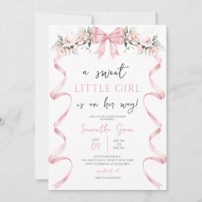 Pink Bow Baby Shower Invitation (Front)