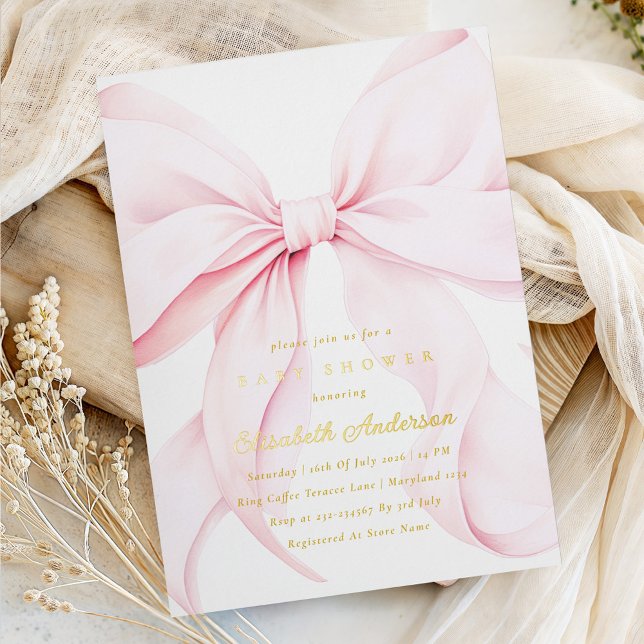 Pink Bow Baby Shower Invitation (Creator Uploaded)