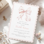 Pink Bow Baby Shower Invitation<br><div class="desc">Sweet baby shower invitation that features an elegant pink bow. Choose the scallopped edges for a whimsical finish.</div>
