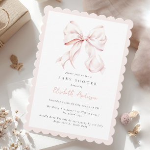 Pink Bow Baby Shower Invitation
