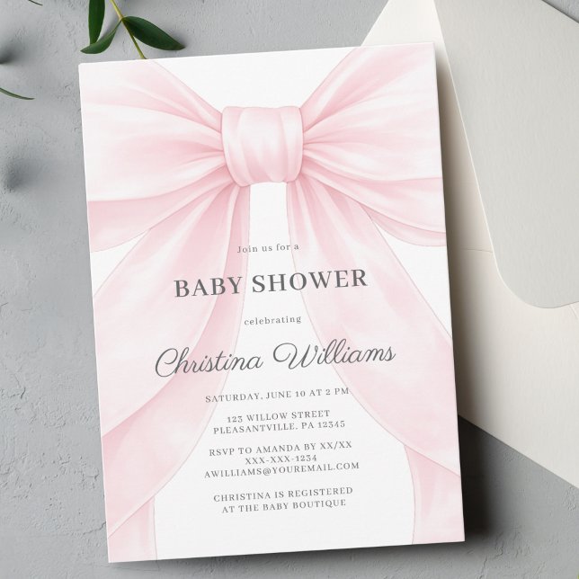 Pink Bow Baby Shower Invitation 🎀💕 (Creator Uploaded)