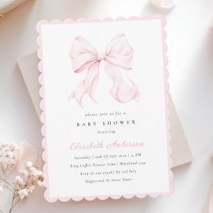 Pink Bow Baby Shower Invitation