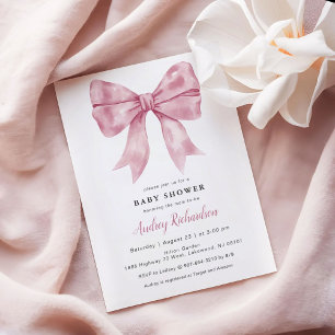 Pink Bow Baby Shower Invitation