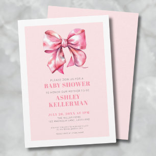 Pink Bow Baby Shower Invitation