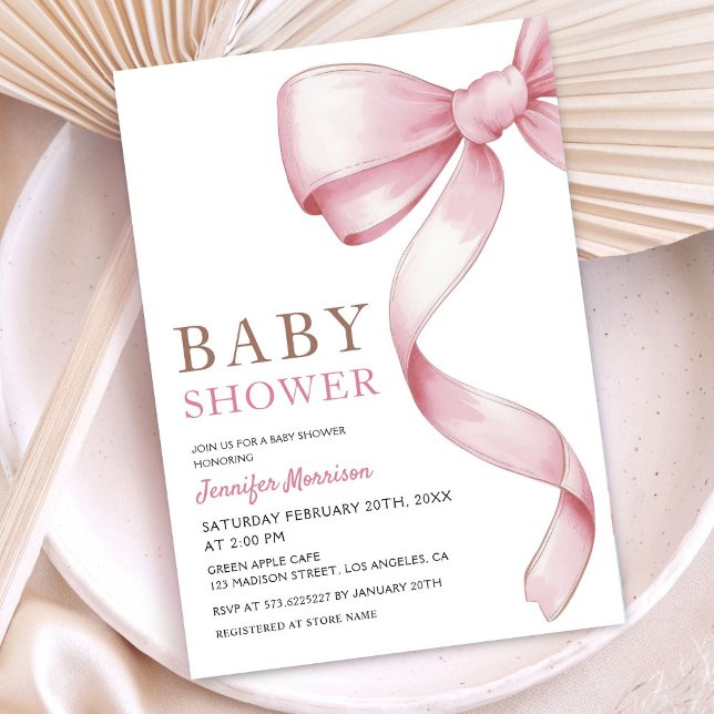 Pink Bow Baby Shower Invitation (Creator Uploaded)