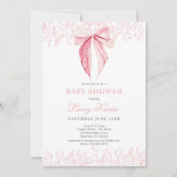 pink bow Baby Shower invitation