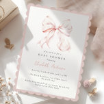 Pink Bow Baby Shower Invitation - Check Spelling!<br><div class="desc">Sweet baby shower invitation that features an elegant pink bow. Choose the scallopped edges for a whimsical finish.</div>