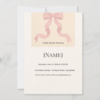 Pink Bow Baby Shower Invitation, Editable Invitation