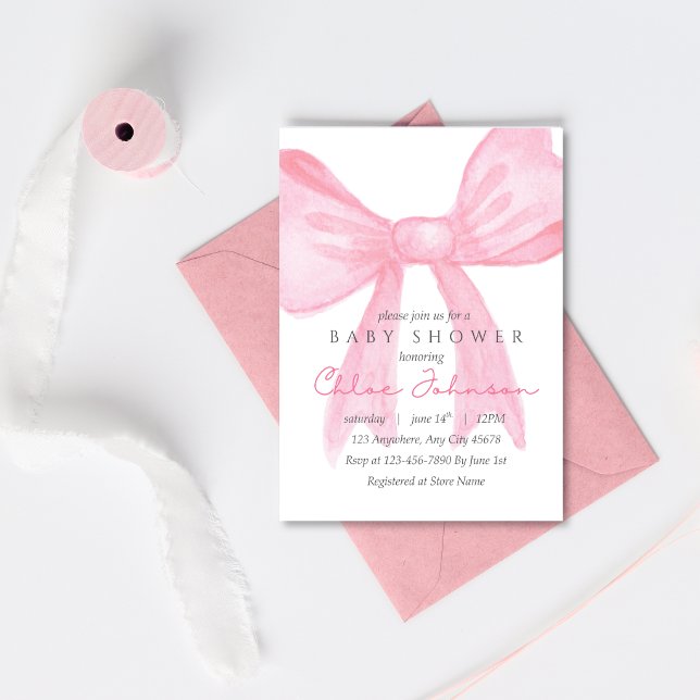Pink Bow Baby Shower Invitation–Editable Template (Creator Uploaded)